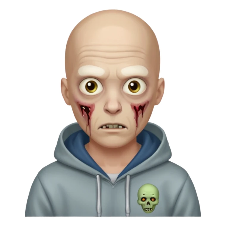 bald zombie with "VOVA MALTSEV" hoodie sticker