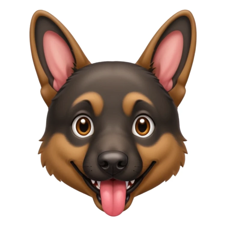 cartoon style dark German Shepherd dog with its tongue hanging out long sticker