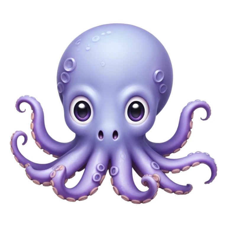 Cinematic Comical Baby Octopus Portrait Emoji, Tentacles slightly flared in a playful, exaggerated gesture, featuring a light blue-purple, rounded body with dramatically wide, hilariously expressive eyes full of surprise and innocent mischief, Simplified yet hilariously endearing features, highly detailed, glowing with a soft oceanic radiance, high shine, dramatic yet lovable, stylized with a dash of whimsical underwater mischief, soft glowing outline, capturing the essence of a delightfully silly little octopus that looks like it just made a clumsy, adorable mistake! sticker