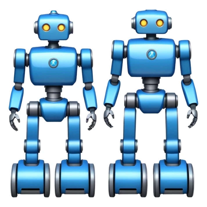 create a realistic emoji showing logistic robots and KI sticker