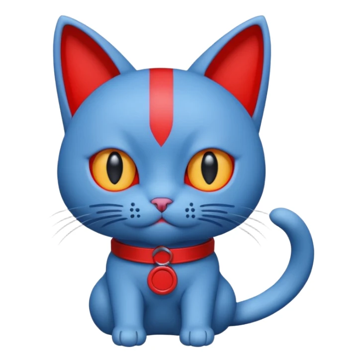 Cat with no ears head blue body blue with gadget red tail creator in fujiko pro sticker
