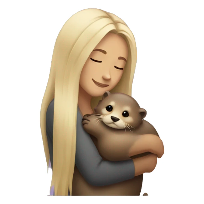 Blonde long haired woman cuddling an otter sticker