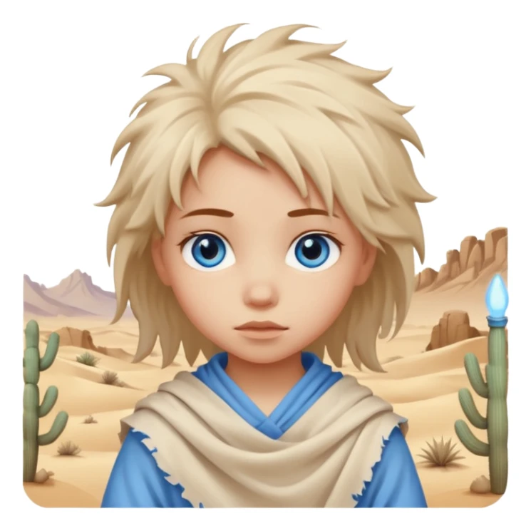 blue eyed desert girl child with creme cloth sticker