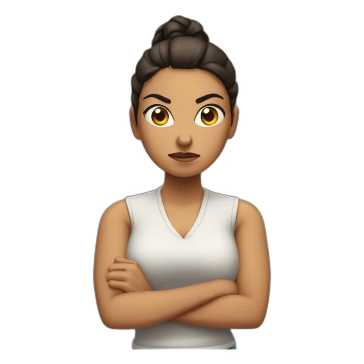 Angry latina woman with arms crossed, ponytail sticker