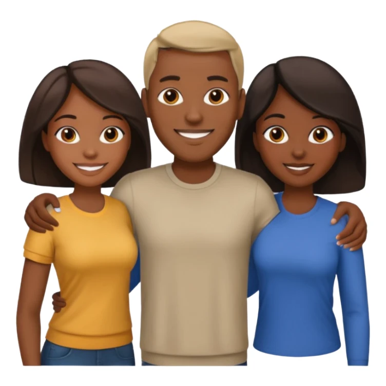 Black man with   with two women one black one Chinese  sticker