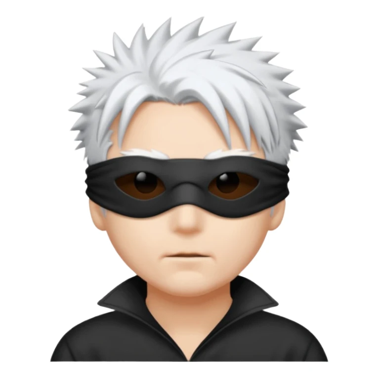 a white egg with a gojo blind fold and spiky white hir sticker