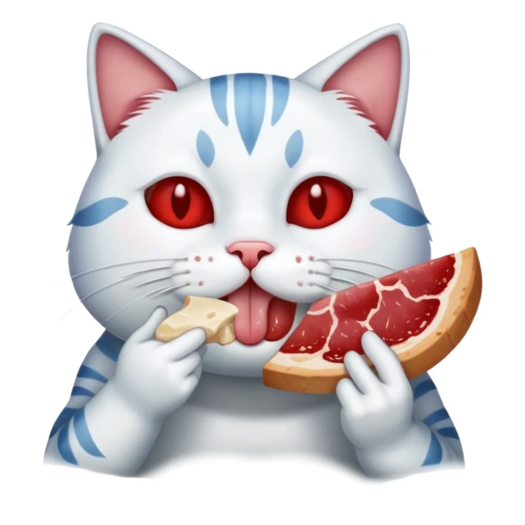 cat holds a slice of lard in his mouth sticker