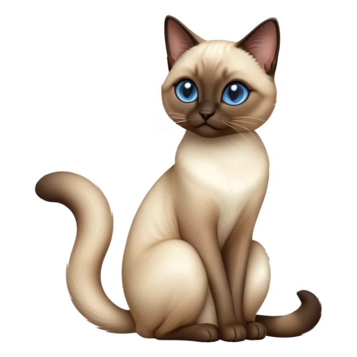 cinematic-[siamese cat]-realistic-full-body-sitting-emoji,-tail-curled-playfully-around-its-paws,-head-tilted-dramatically,-slek-[siamese]-fur,-simplified-yet-realistic-focused-features,-highly-detailed,-glowing-with-an-almost-sarcastic-glow sticker