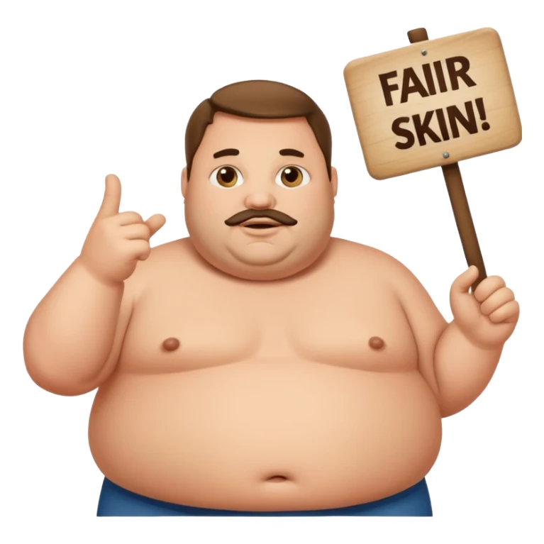 fat guy holding sign that says “walberto ee” sticker