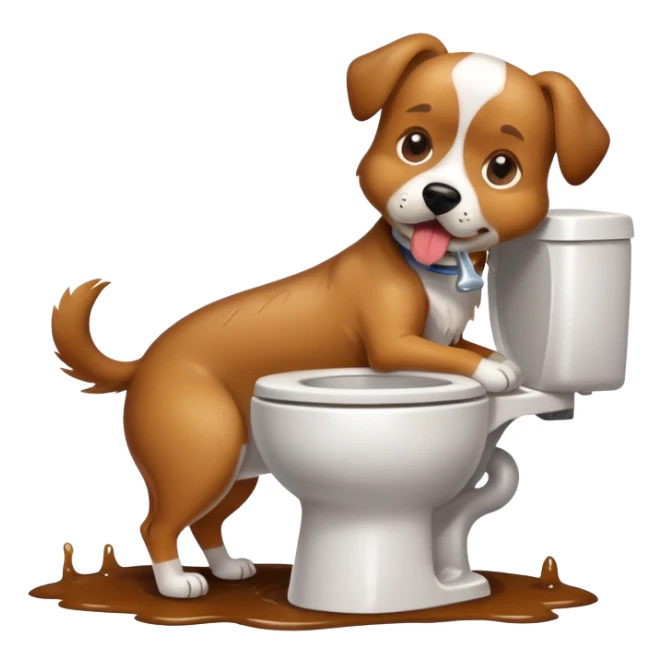 dog eating toilet  sticker