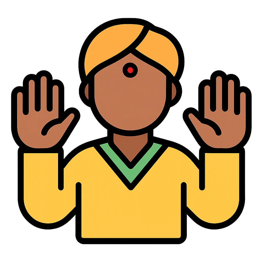 Indian person with hands raised in surrender icon sticker