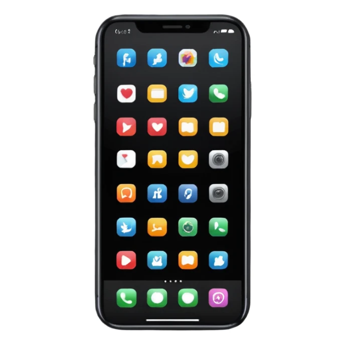 smartphone black with icons on screen in landscape sticker