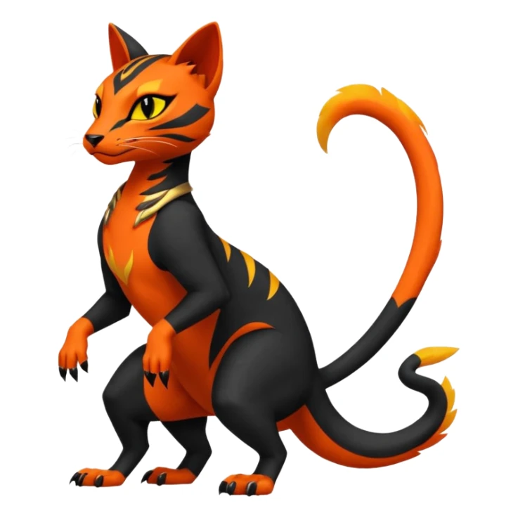 Salandit-Litten-Bastet-Fakémon-hybrid-creature (full body)  sticker