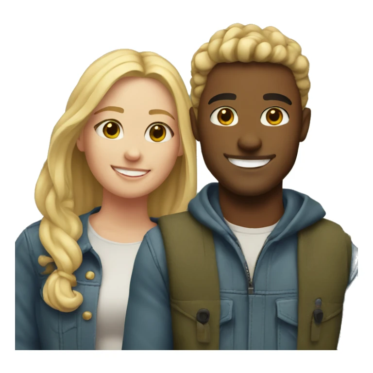 Blonde girl with her boyfriend outdoors smiling sticker