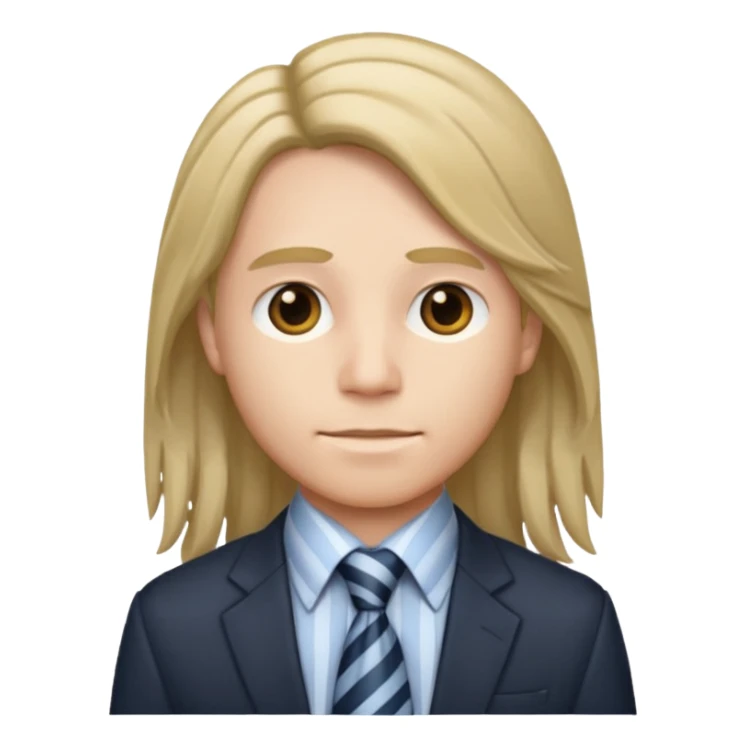 striped shirt with long hairand tie sticker