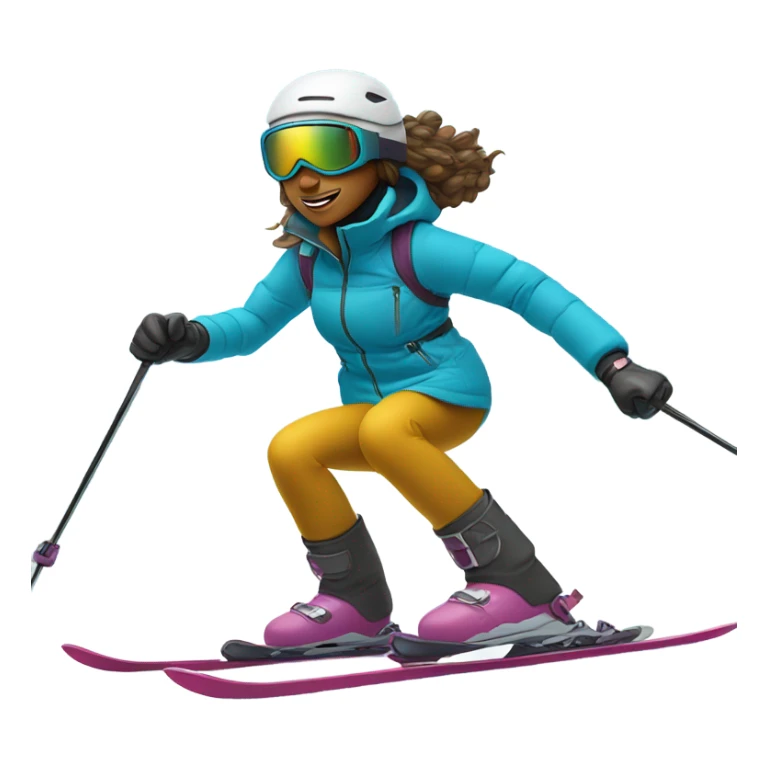 girl skiing in the mountains  sticker