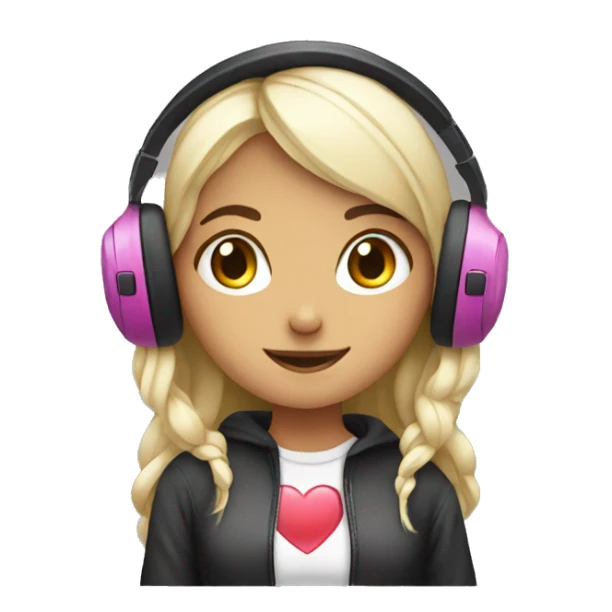 heart shaped gamer girl listening music sticker