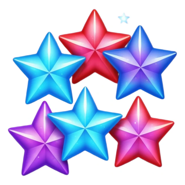 Sparkling shimmery red purple blue stars sticker
