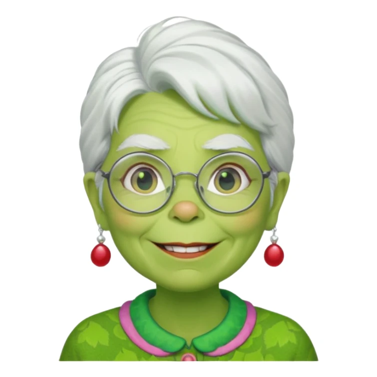 Grinch grand mother with white hair and with glasses sticker