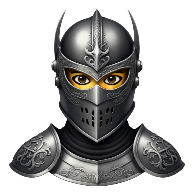 A masked man knight with intricate black engravings on his steel helmet, eyes glowing with fury sticker