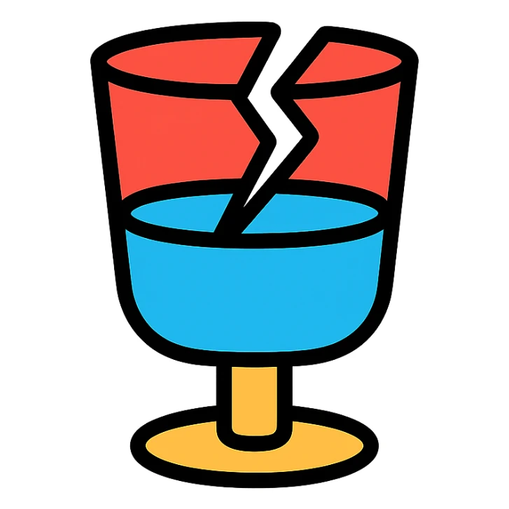 broken glass icon with color outline sticker