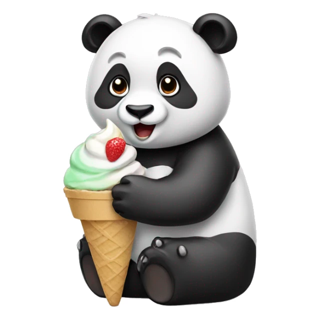 Panda eating ice cream sticker