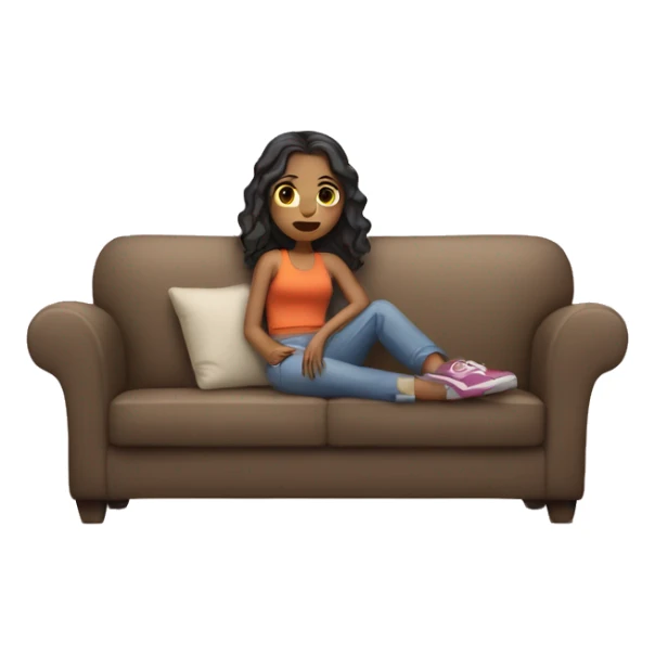 a girl who rest with her car on a sofa sticker