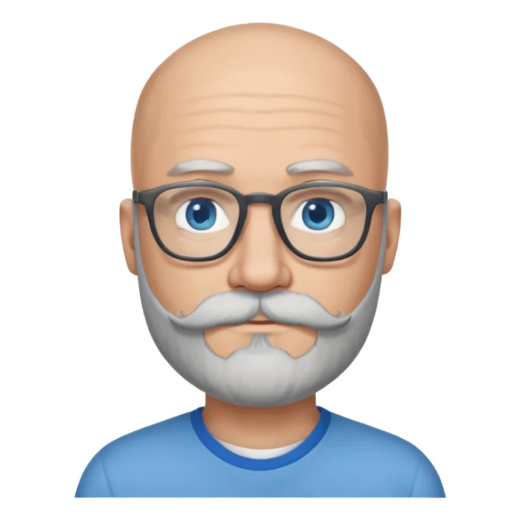 Bald man with blue eyes grey beard and moustache. Hipster.  sticker