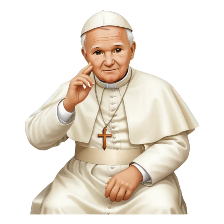 Pope John Paul II sitting on a boat sticker