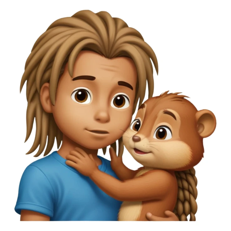 Boy with long dreadlocks making out with alvin the chipmunk sticker