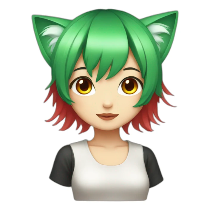 Neko girl with green hair and red eyes sticker