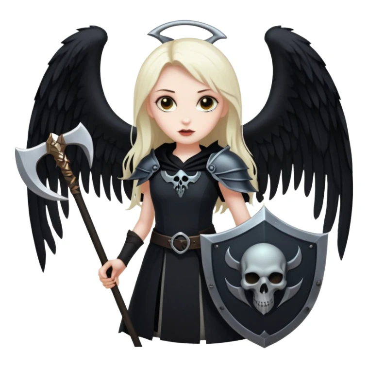 Necromancer girl with wings, a scythe and shield sticker
