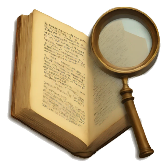 vintage book with magnifying glass sticker