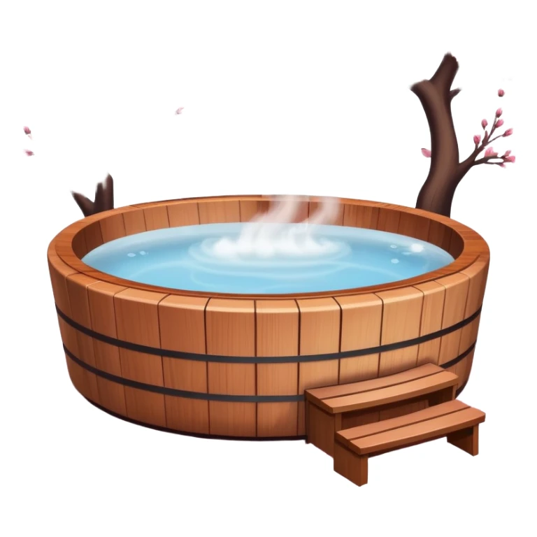 Hot tub with steam and cherry blossoms sticker