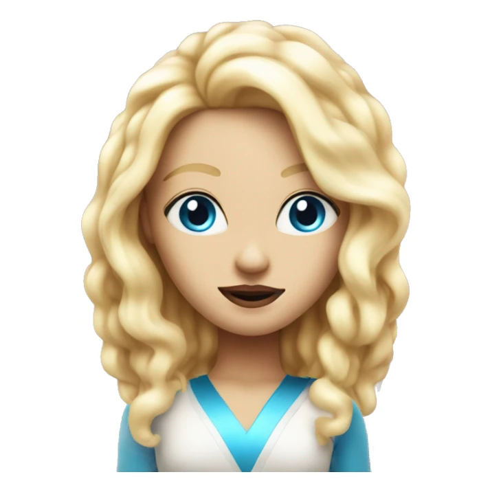 andromedan pink diva with thin face long blonde hair and blue eyes third eye glowing sticker