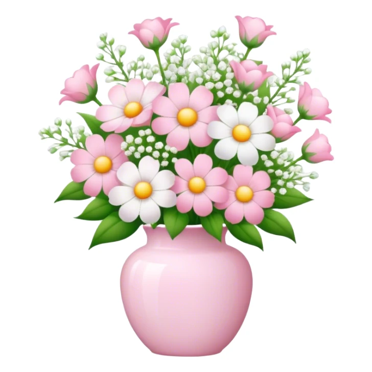vase of flowers with baby’s breath sticker