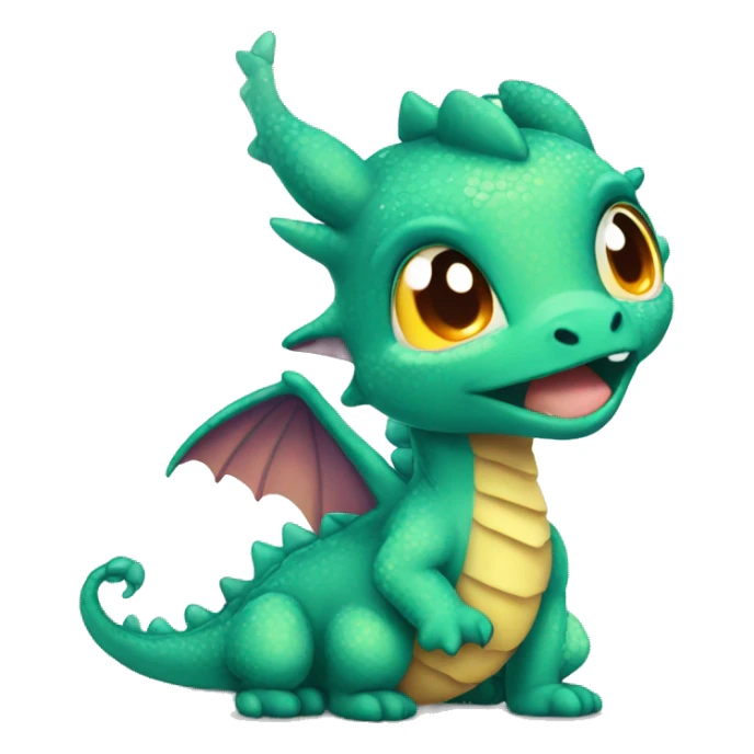 A baby dragon emoji breathing tiny puffs of glittery fire sticker