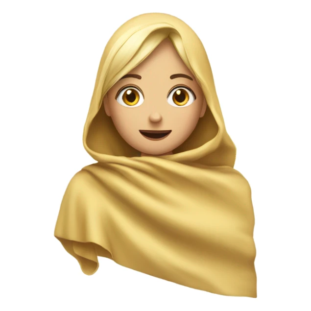 Chica rubia tapada con una manta que le llega hasta la cabeza  sticker