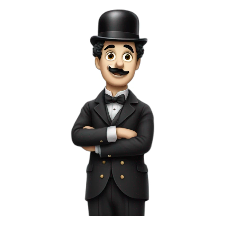 Charlie Chaplin with one arm up sticker