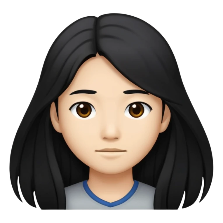 create me an avatar with black long hair, with asian looks sticker
