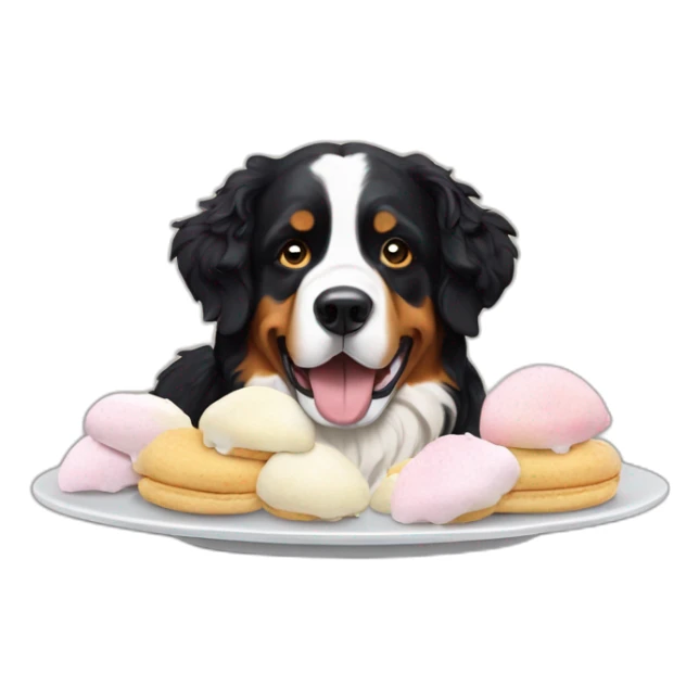 Bernese mountain dog eating meringues and double cream sticker