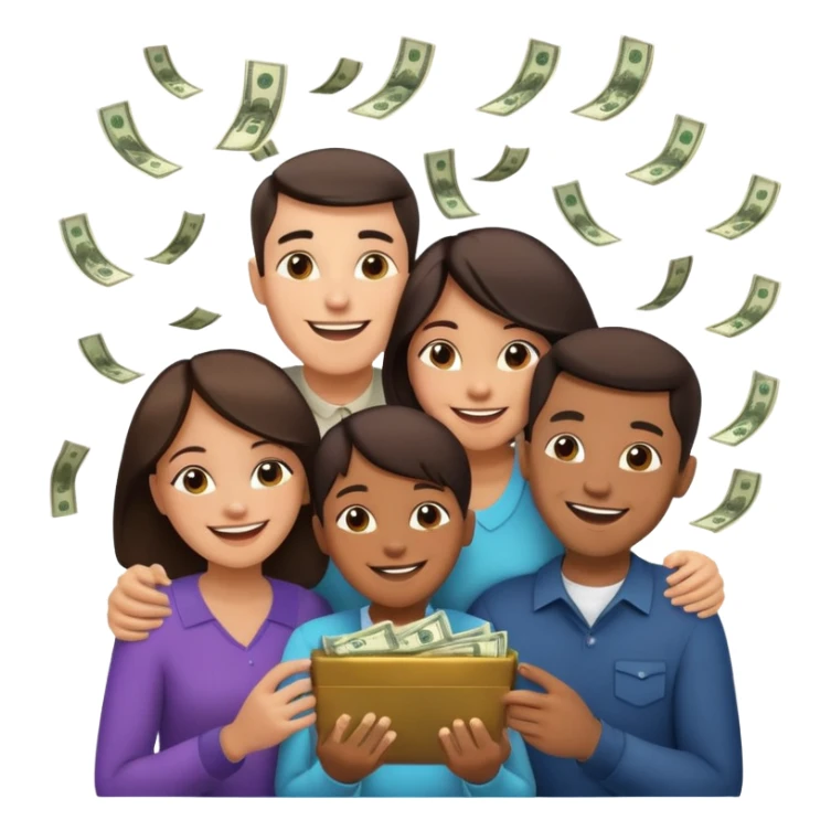 money around a family of four sticker