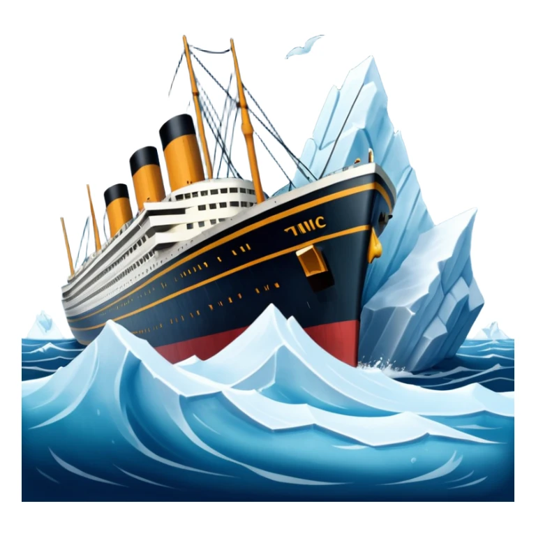titainic crashing into an iceberg sticker