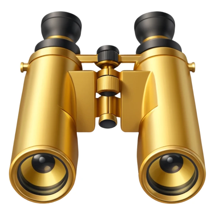 gold binoculars with large lenses simple eye holes and straight shaft and transparent background sticker