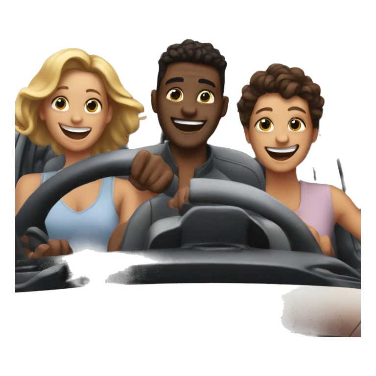 friends enjoying a car selfie laughing sticker