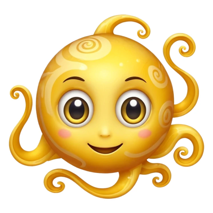 fantasy yellow planet with swirls and a cute smiling face with big eyes sticker