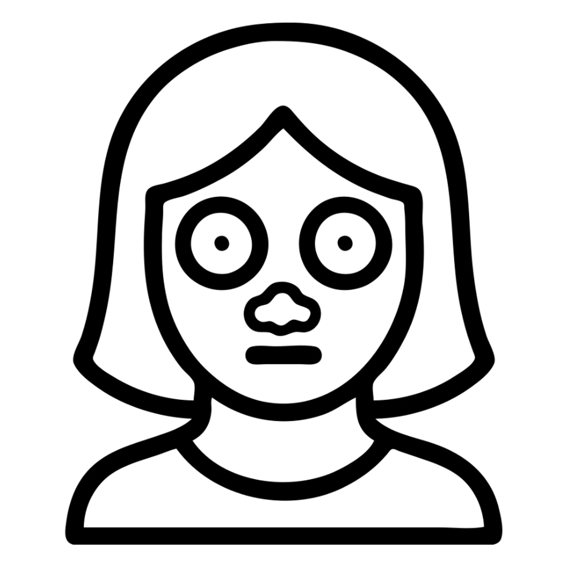 woman with white powder under her nose, wide red eyes, stylized, bold lines, no background sticker