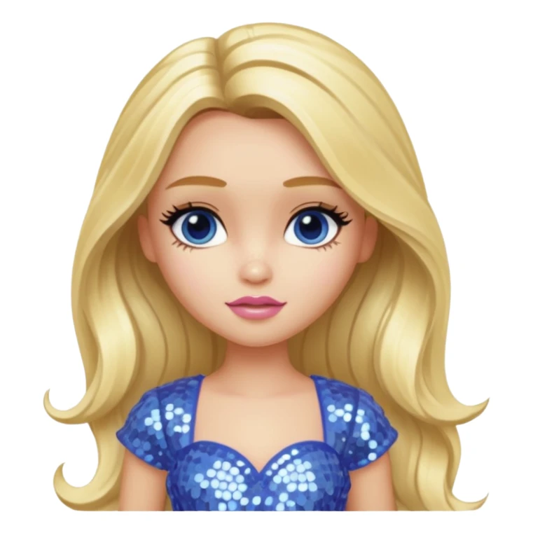 Cloe from Bratz with long blonde hair and periwinkle sequin outfit sticker