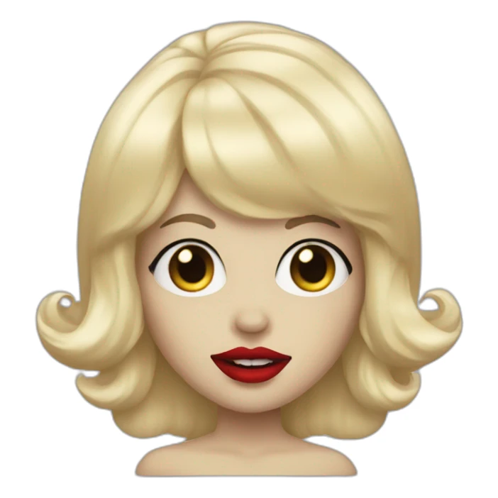 skull with blonde wig and red lipstick sticker