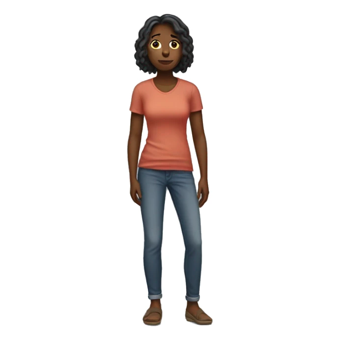  one woman full body standing hiding her arms behind her sticker